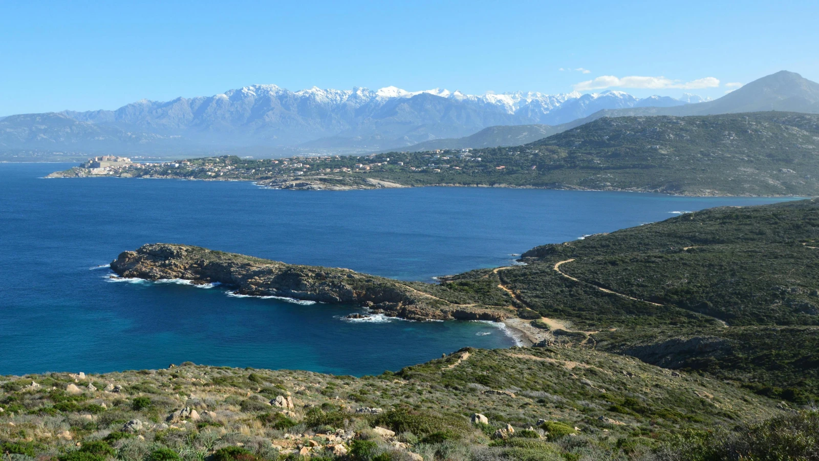 Rental car parked at Sarandë panoramic viewpoint overlook with sea view
